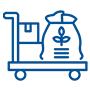 Trolley with cement bag and box icon