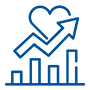 Heart on stock candles icon
